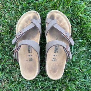 Birkenstock Mayari 33 Youth Girls Size 2 Shoes Brown Leather Slides Cork Sandals
